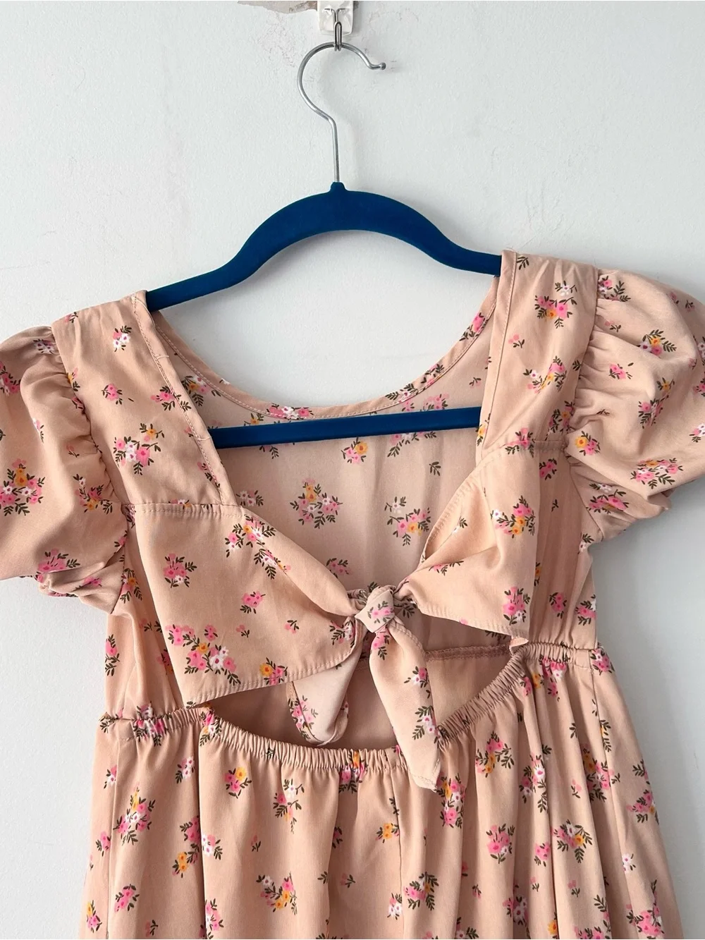 Jenna & Jessie|Girls Peach Floral Puff-Sleeve Bubble Dress sz 8